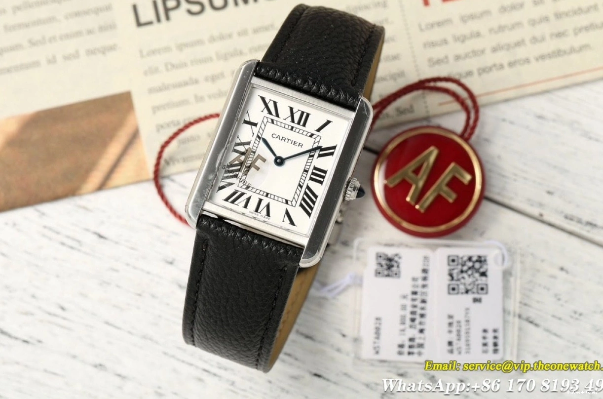 Grain Lychee Quartz White Cartier - AF Solo Dial 27.4mm on Tank Leather 0316